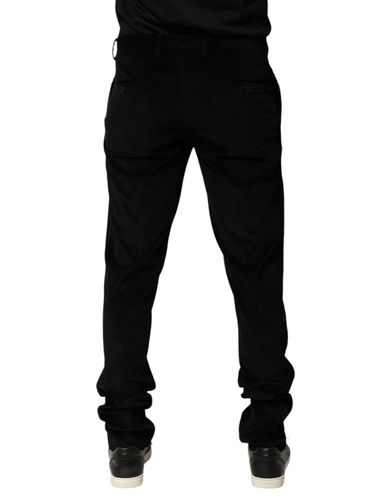 Dolce & Gabbana Pantaloni eleganti formali da uomo in cotone nero