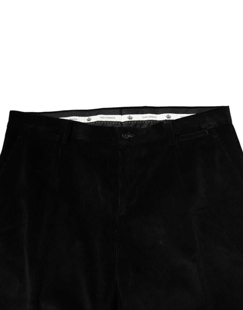 Dolce & Gabbana Pantaloni eleganti formali da uomo in cotone nero