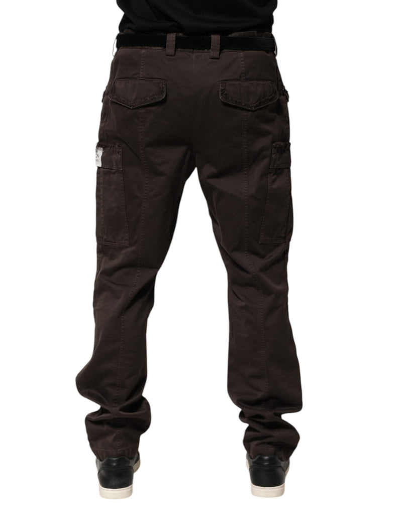 Pantalon cargo en coton stretch marron pour homme Dolce & Gabbana