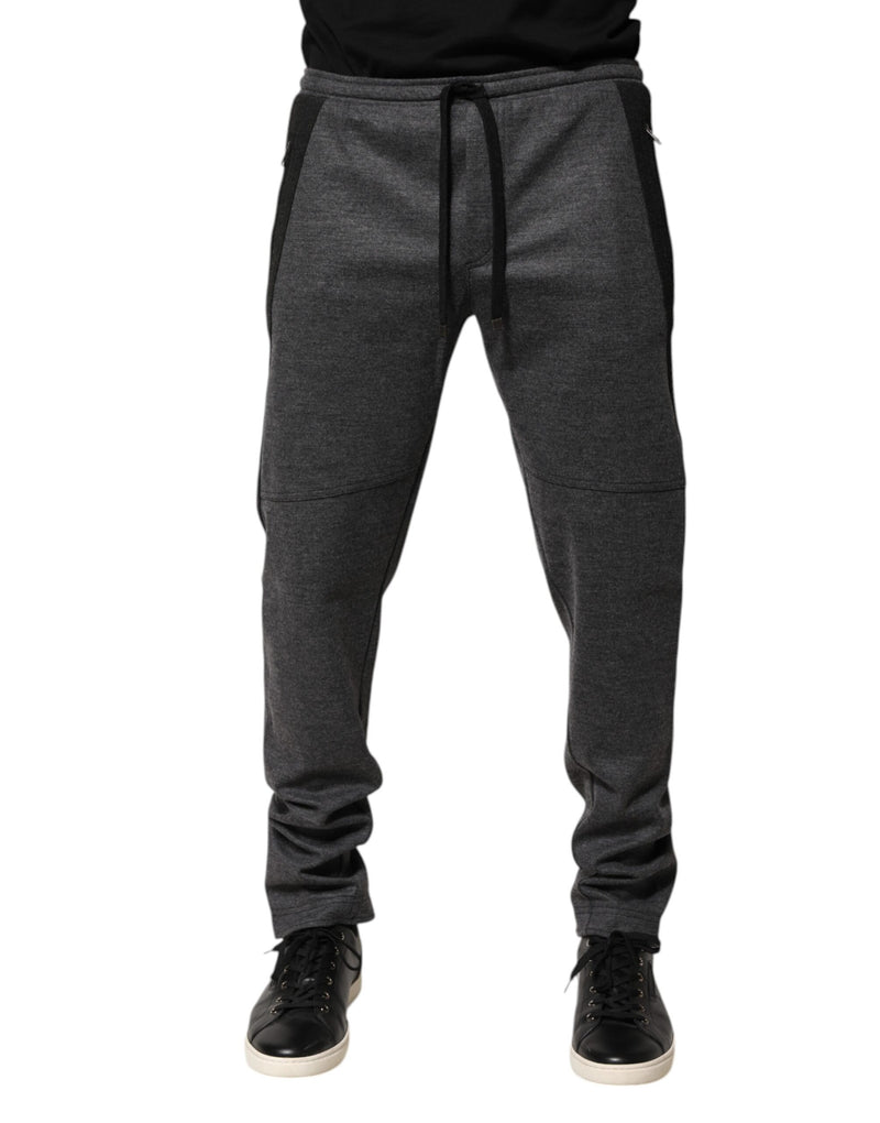 Pantalon de jogging en mélange de laine gris et noir Dolce & Gabbana