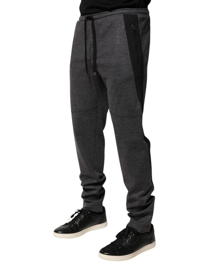 Pantalon de jogging en mélange de laine gris et noir Dolce & Gabbana