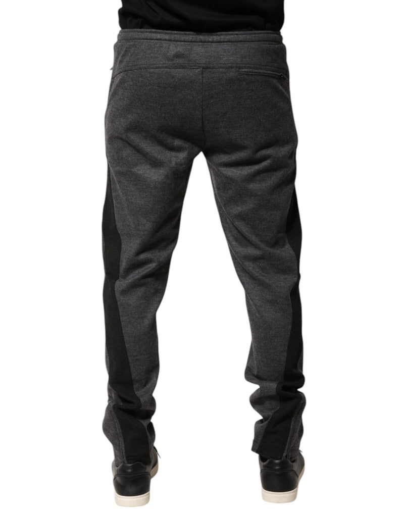Pantalon de jogging en mélange de laine gris et noir Dolce & Gabbana