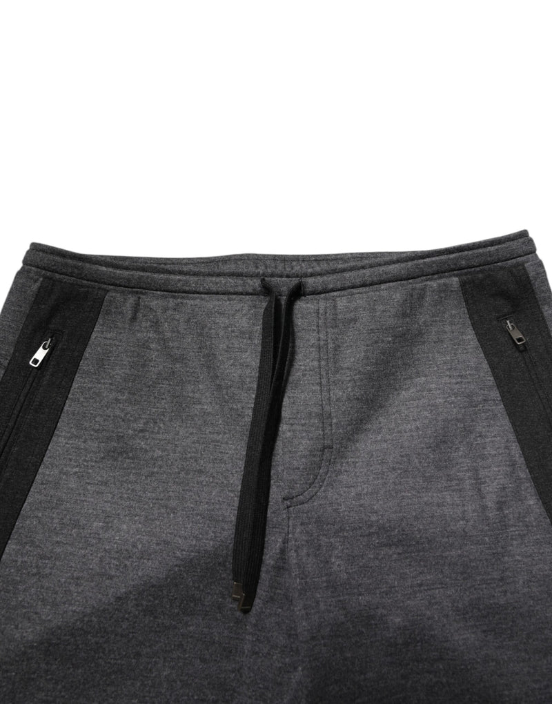 Pantalon de jogging en mélange de laine gris et noir Dolce & Gabbana