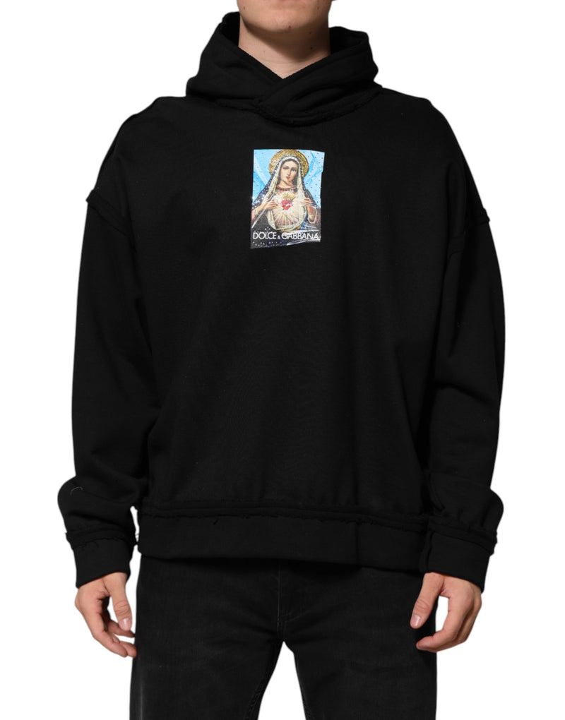 Veste à capuche noire imprimée et ornée de cristaux Dolce & Gabbana
