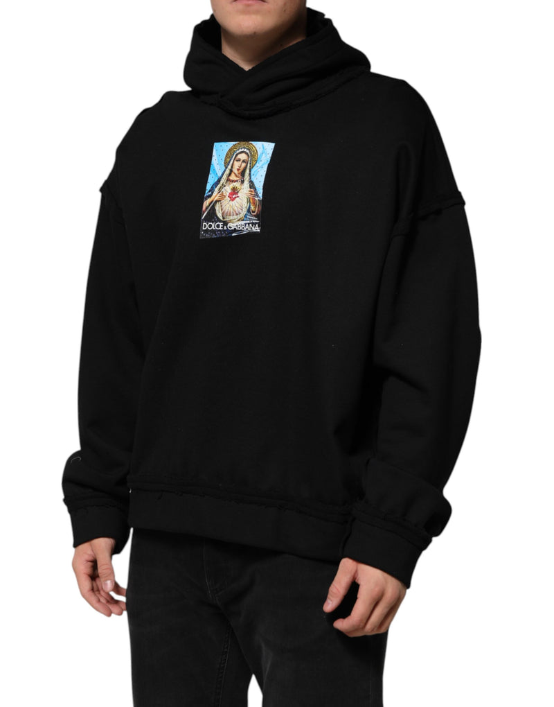 Veste à capuche noire imprimée et ornée de cristaux Dolce & Gabbana