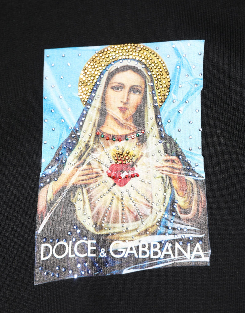 Veste à capuche noire imprimée et ornée de cristaux Dolce & Gabbana