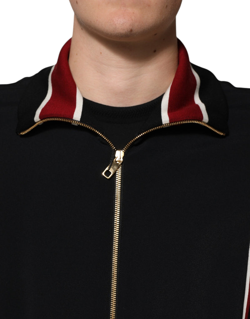 Sudadera negra con cremallera completa y motivo DG King de Dolce & Gabbana