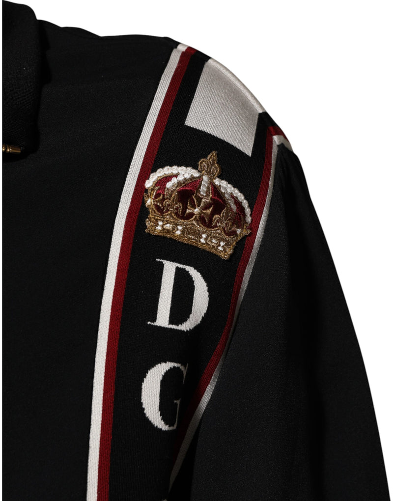 Sudadera negra con cremallera completa y motivo DG King de Dolce & Gabbana