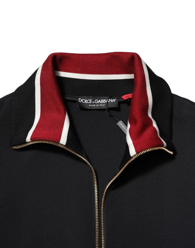 Sudadera negra con cremallera completa y motivo DG King de Dolce & Gabbana