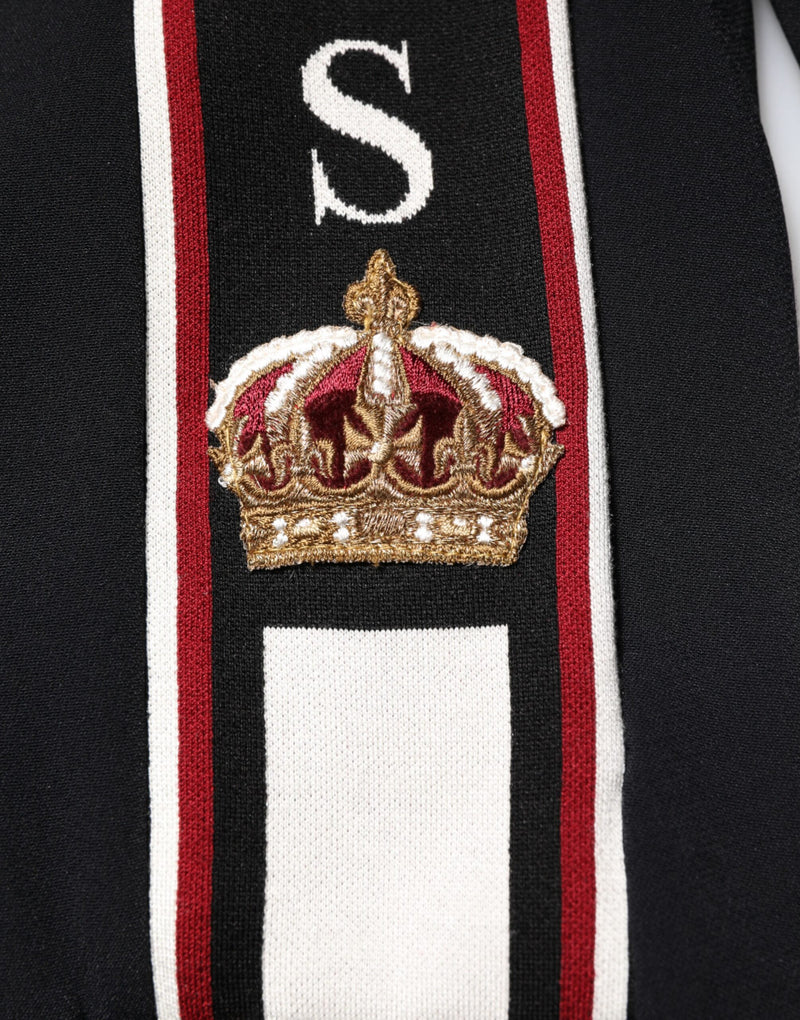 Sudadera negra con cremallera completa y motivo DG King de Dolce & Gabbana