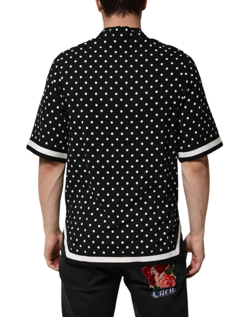 Polo noir à manches courtes et à pois Dolce & Gabbana