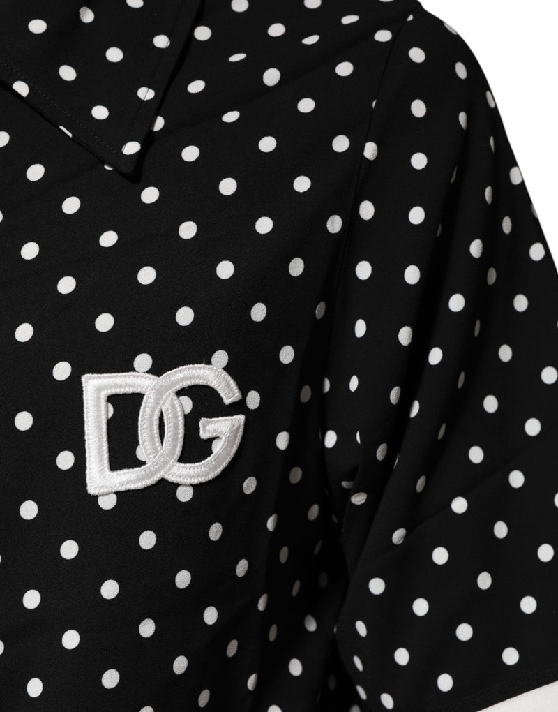 Polo noir à manches courtes et à pois Dolce & Gabbana
