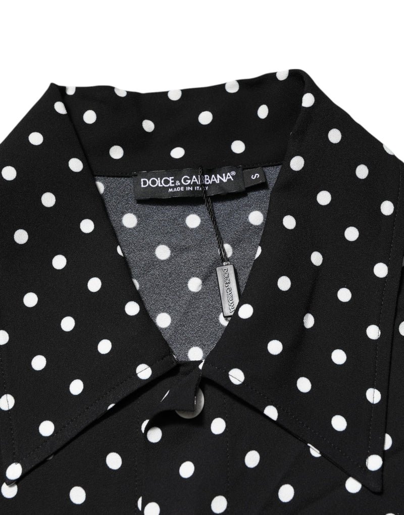 Polo noir à manches courtes et à pois Dolce & Gabbana