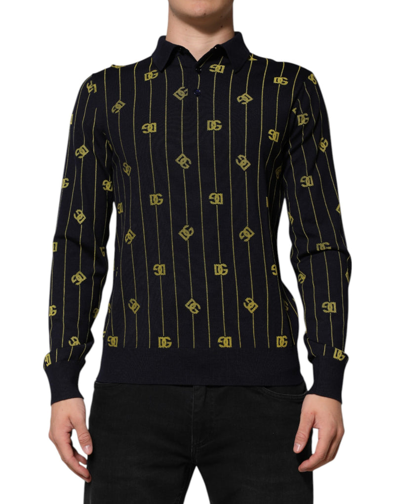 Polo de punto negro de Dolce & Gabbana con logotipo jacquard