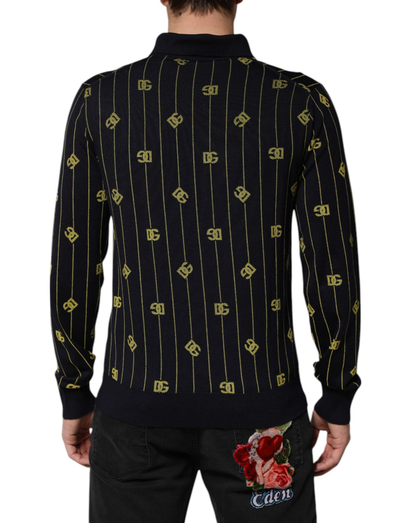 Polo de punto negro de Dolce & Gabbana con logotipo jacquard