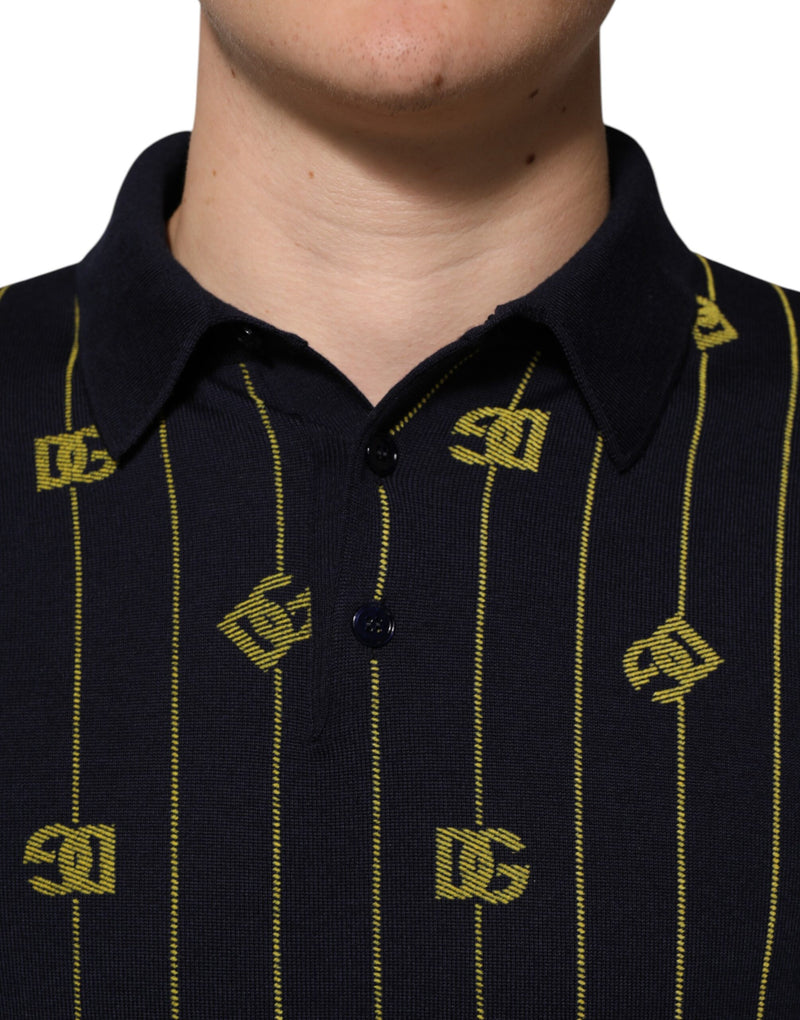 Polo de punto negro de Dolce & Gabbana con logotipo jacquard