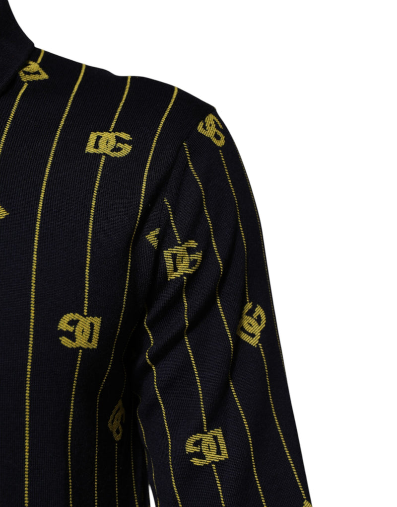 Polo de punto negro de Dolce & Gabbana con logotipo jacquard