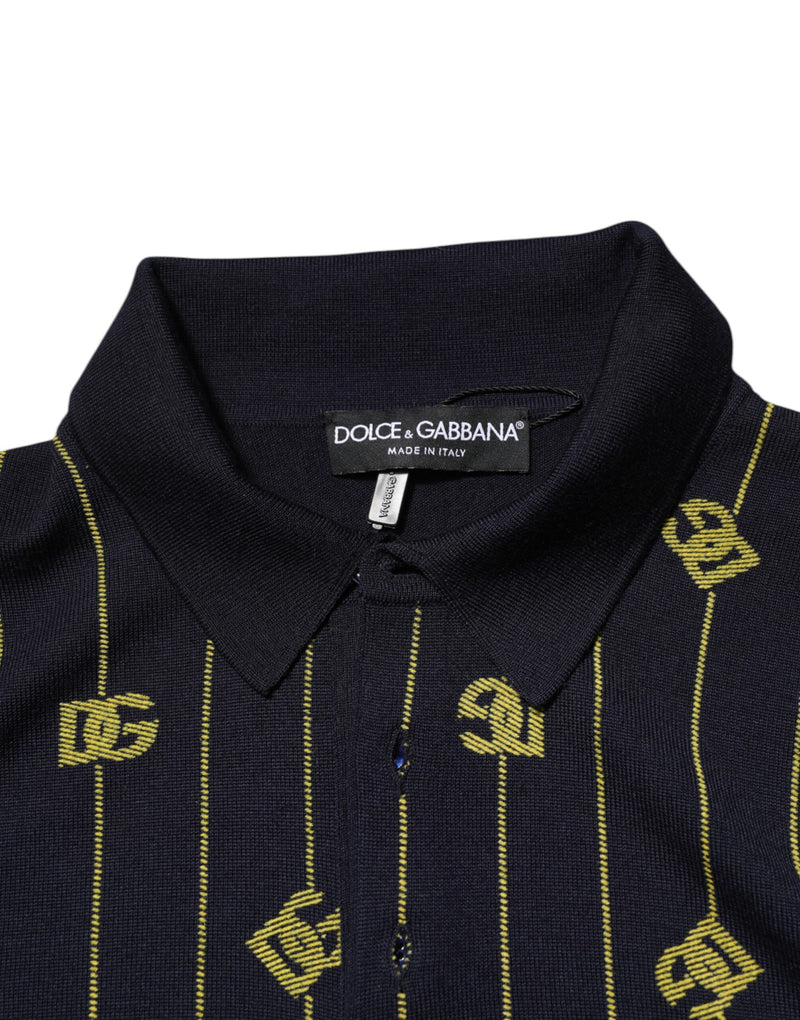 Polo de punto negro de Dolce & Gabbana con logotipo jacquard