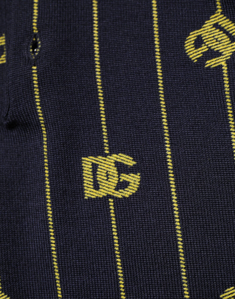 Polo de punto negro de Dolce & Gabbana con logotipo jacquard