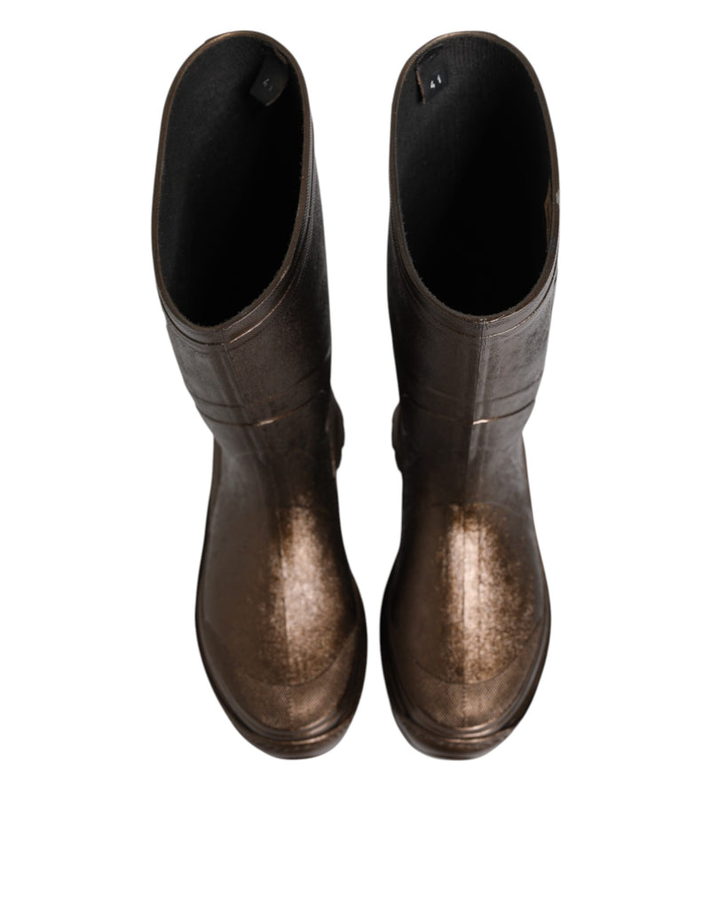 Botas de lluvia de color bronce metálico de Dolce & Gabbana, sin cierre