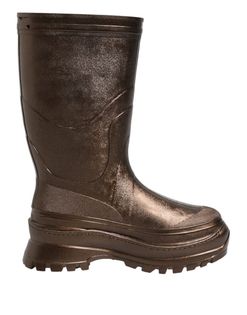 Botas de lluvia de color bronce metálico de Dolce & Gabbana, sin cierre