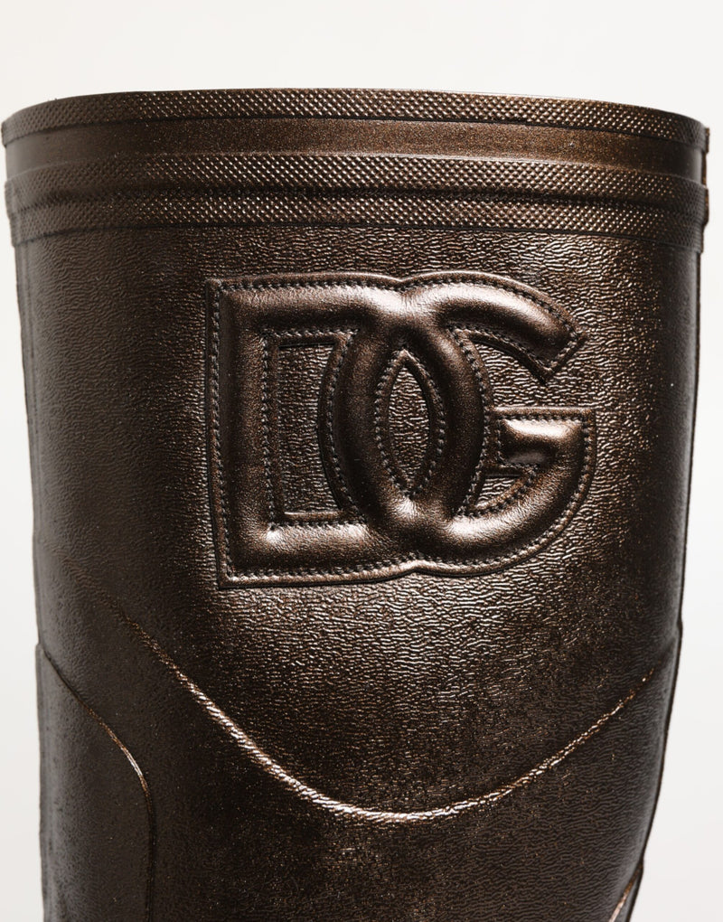 Botas de lluvia de color bronce metálico de Dolce & Gabbana, sin cierre