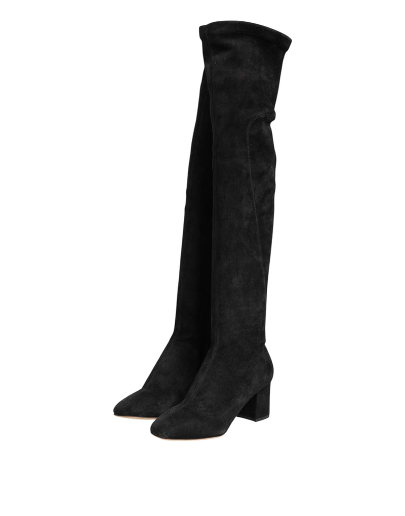 Dolce & Gabbana Stivali alti neri in pelle scamosciata