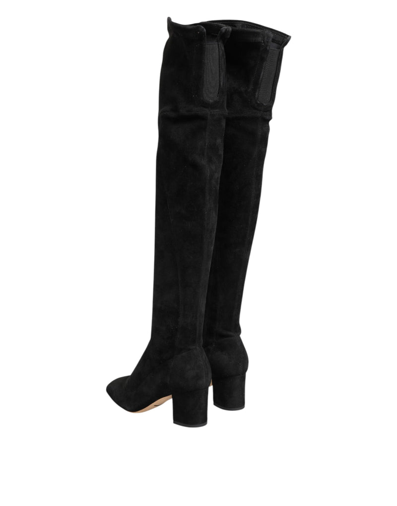 Dolce & Gabbana Stivali alti neri in pelle scamosciata