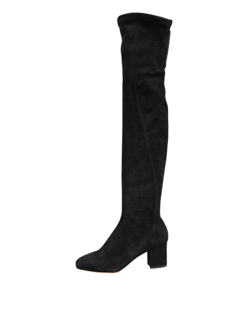 Dolce & Gabbana Stivali alti neri in pelle scamosciata