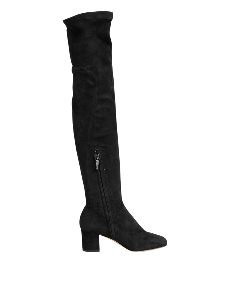 Dolce & Gabbana Stivali alti neri in pelle scamosciata