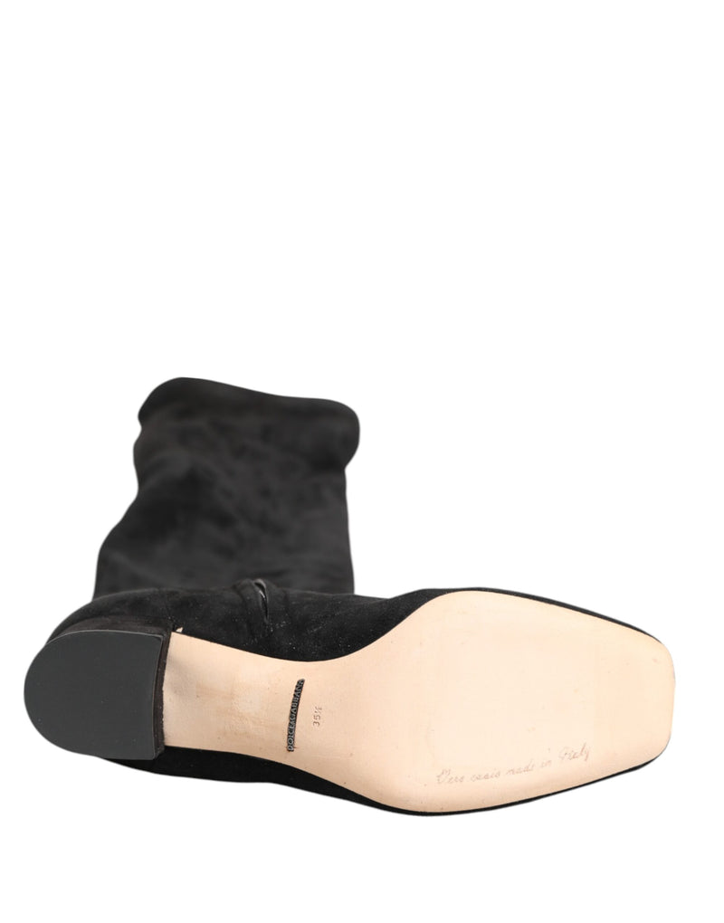Dolce & Gabbana Stivali alti neri in pelle scamosciata