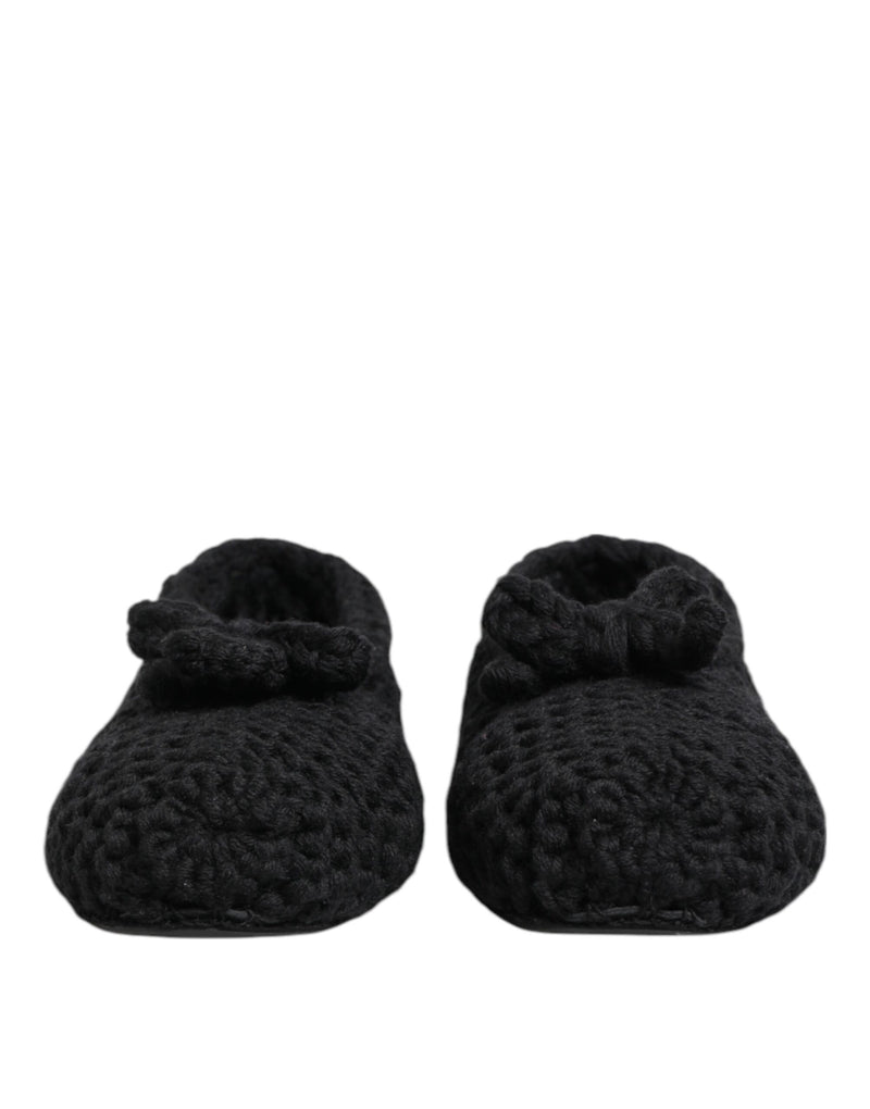 Ballerines plates noires en maille de laine, à enfiler Dolce & Gabbana