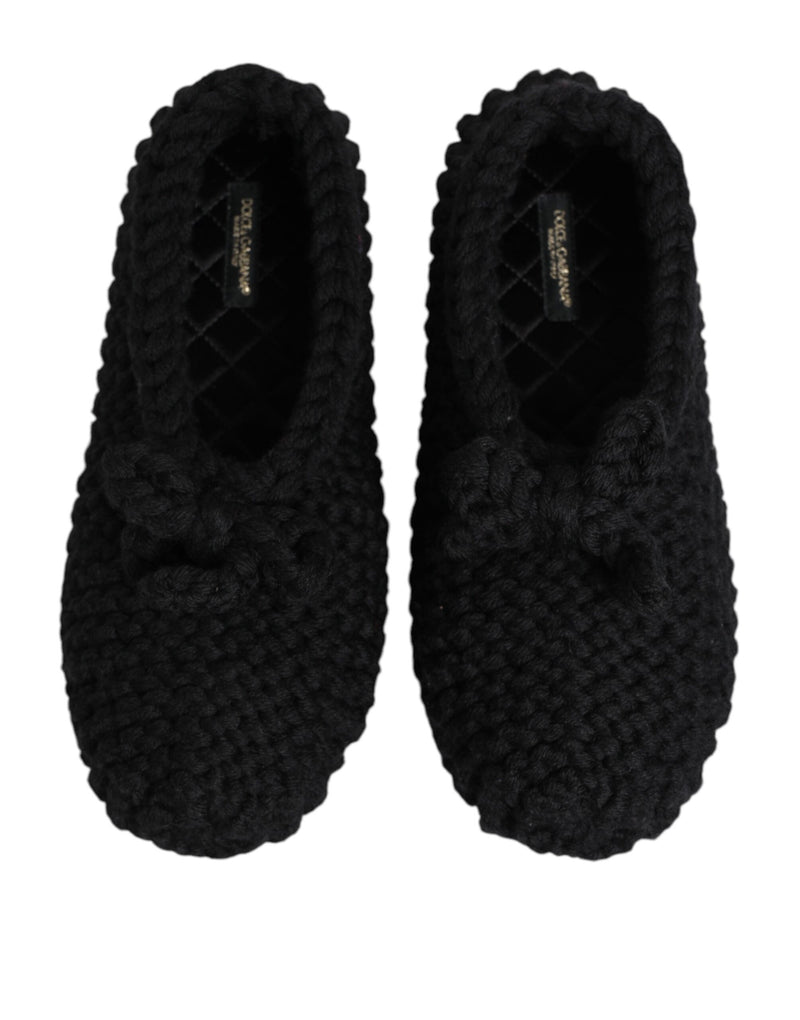 Ballerines plates noires en maille de laine, à enfiler Dolce & Gabbana