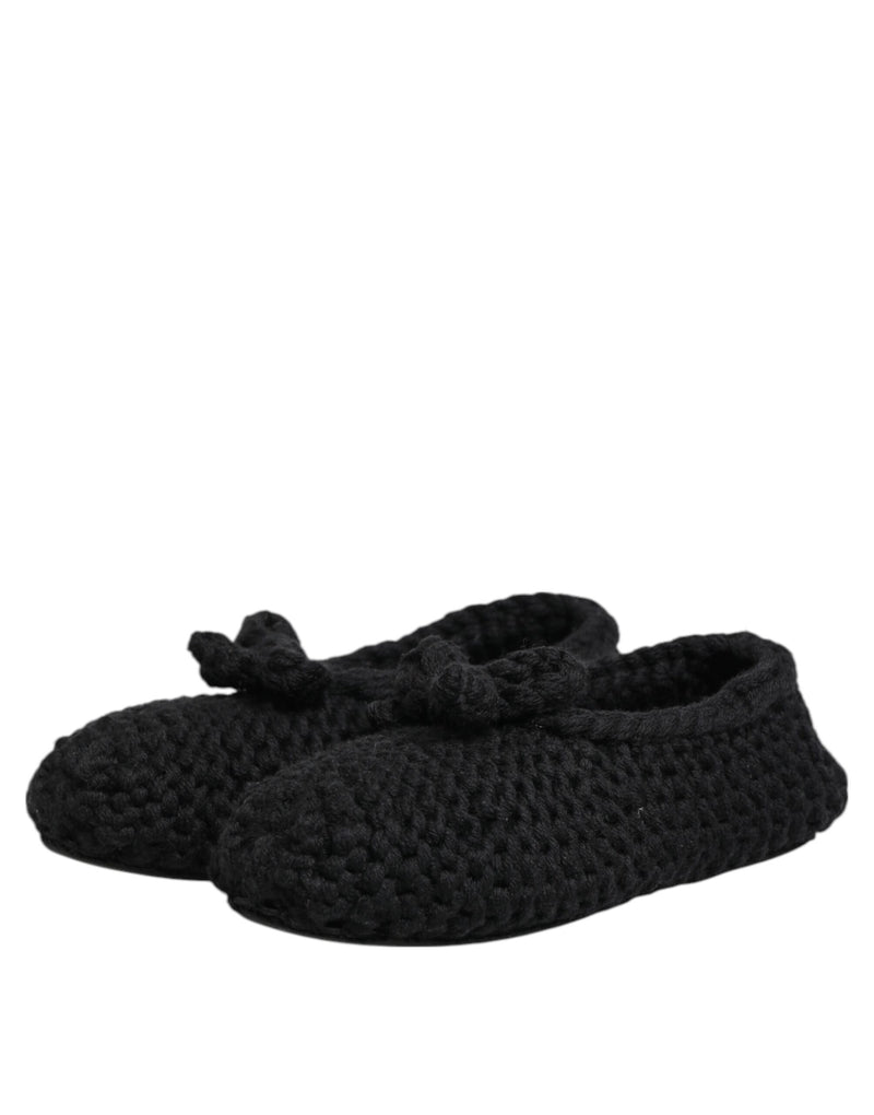 Ballerines plates noires en maille de laine, à enfiler Dolce & Gabbana