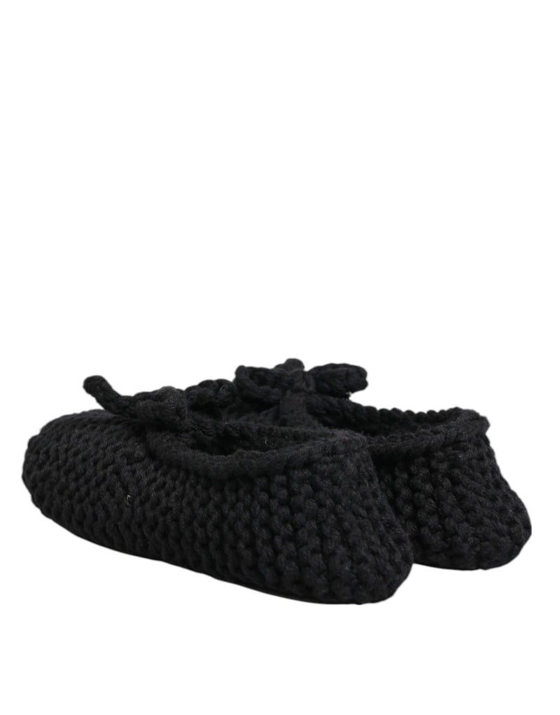 Ballerines plates noires en maille de laine, à enfiler Dolce & Gabbana