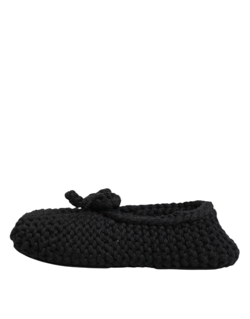 Ballerines plates noires en maille de laine, à enfiler Dolce & Gabbana