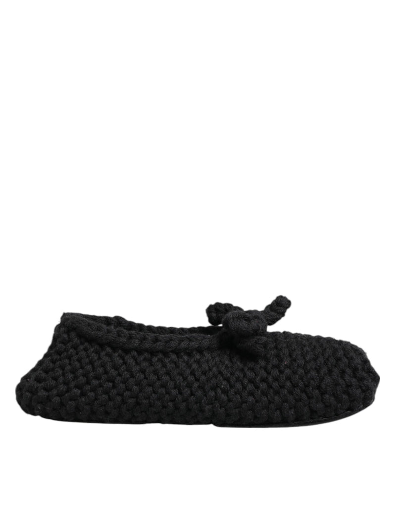 Ballerines plates noires en maille de laine, à enfiler Dolce & Gabbana