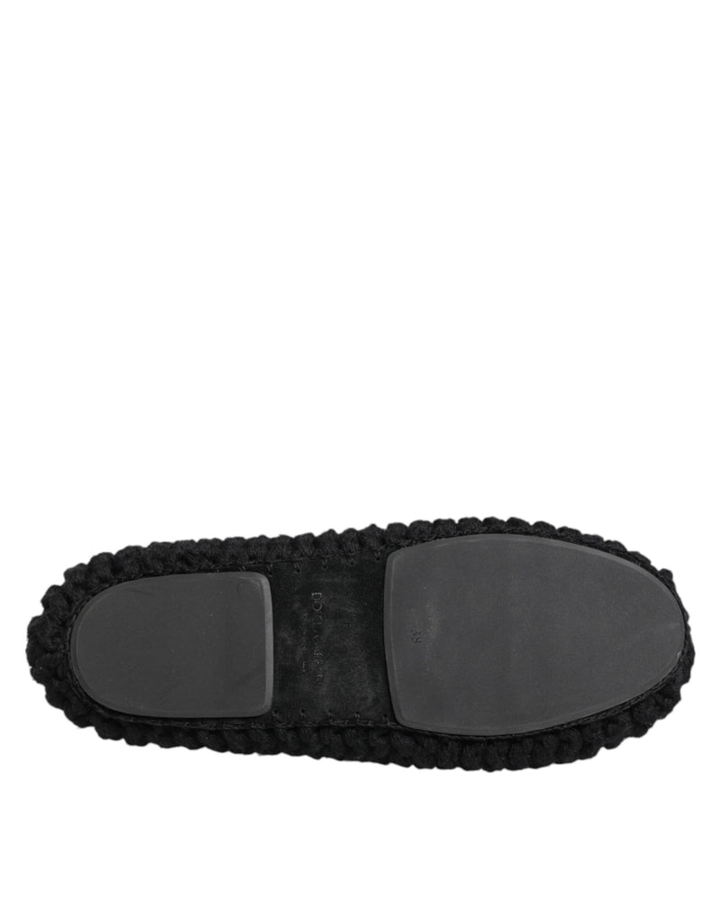 Ballerines plates noires en maille de laine, à enfiler Dolce & Gabbana