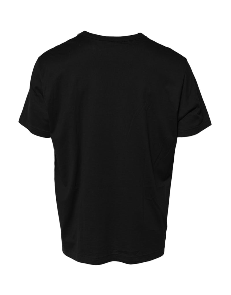 Camiseta preta de algodão com gola careca e estampa de colar de corrente Dolce & Gabbana