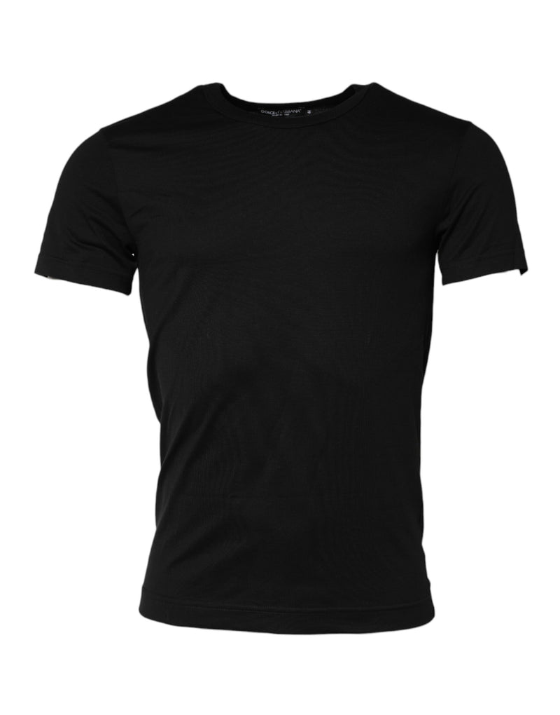 T-shirt nera in cotone a maniche corte con girocollo Dolce & Gabbana