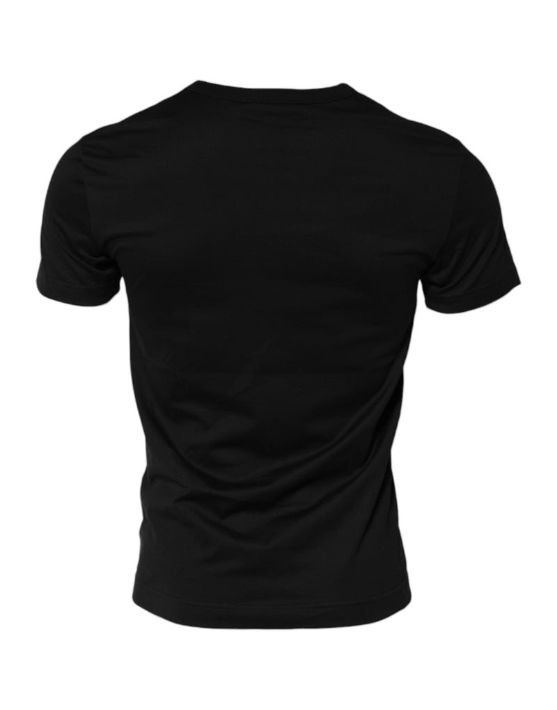 T-shirt nera in cotone a maniche corte con girocollo Dolce & Gabbana