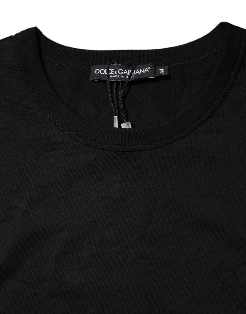 T-shirt nera in cotone a maniche corte con girocollo Dolce & Gabbana