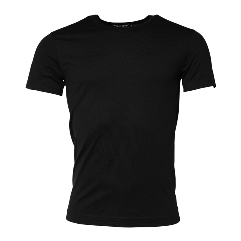T-shirt nera in cotone a maniche corte con girocollo Dolce & Gabbana