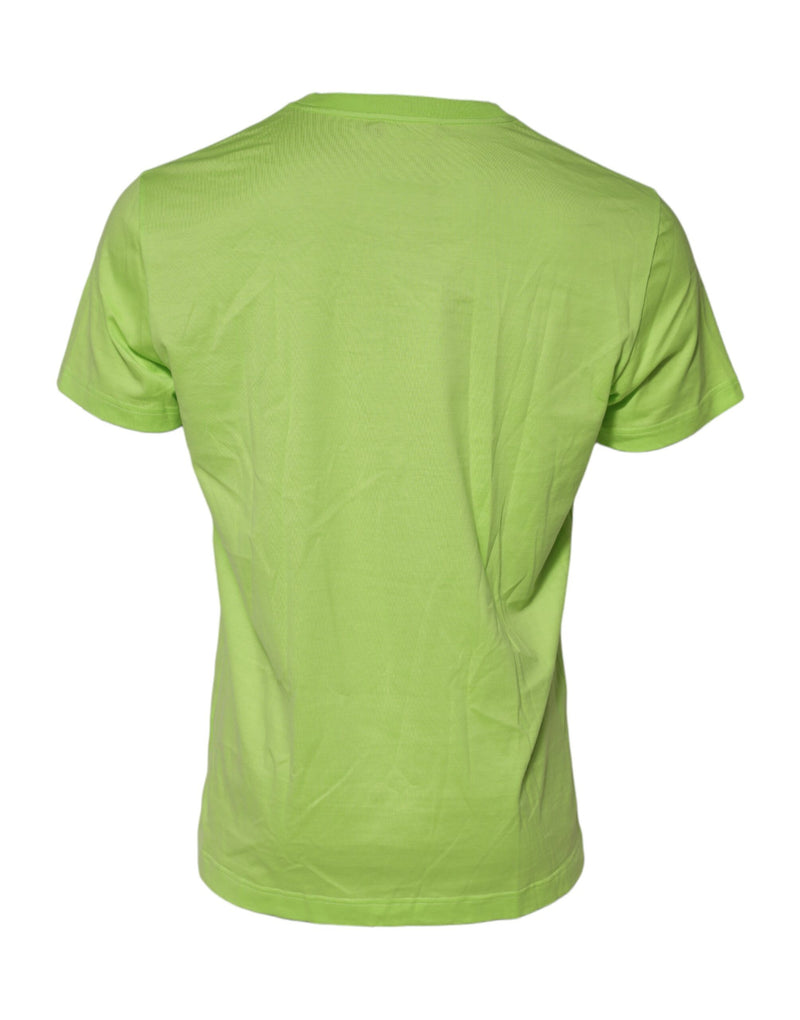 T-shirt vert en coton à col rond avec logo en relief Dolce & Gabbana