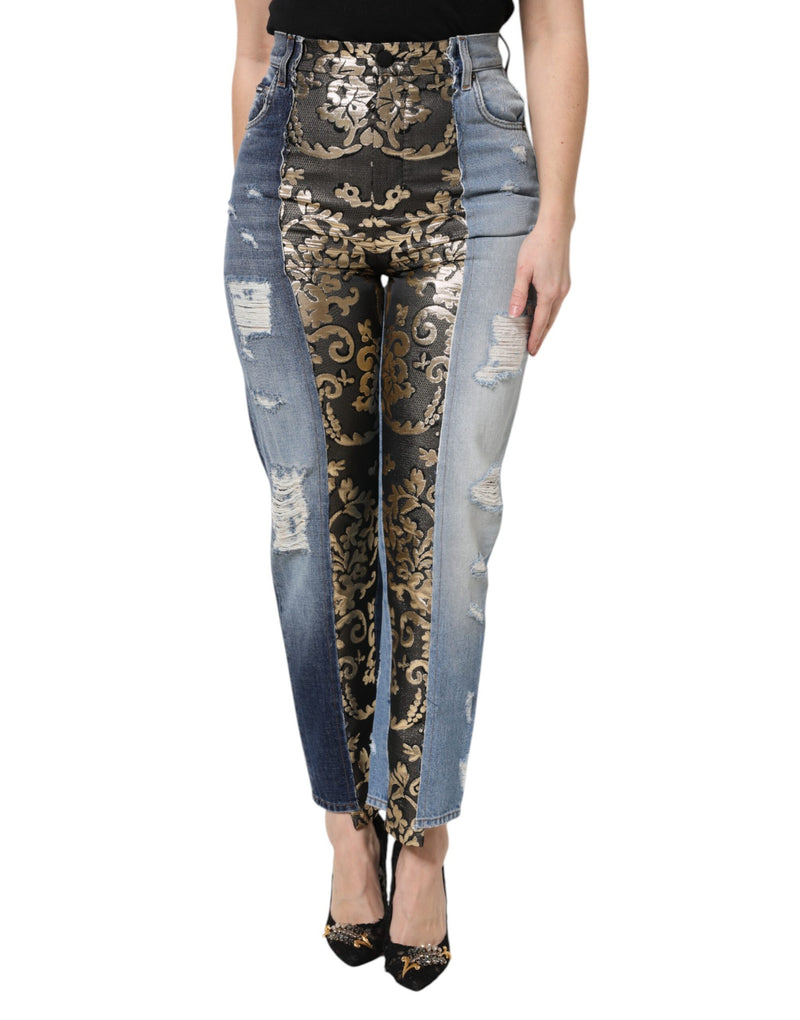 Vaqueros tapered de denim multicolor con patchwork de Dolce & Gabbana