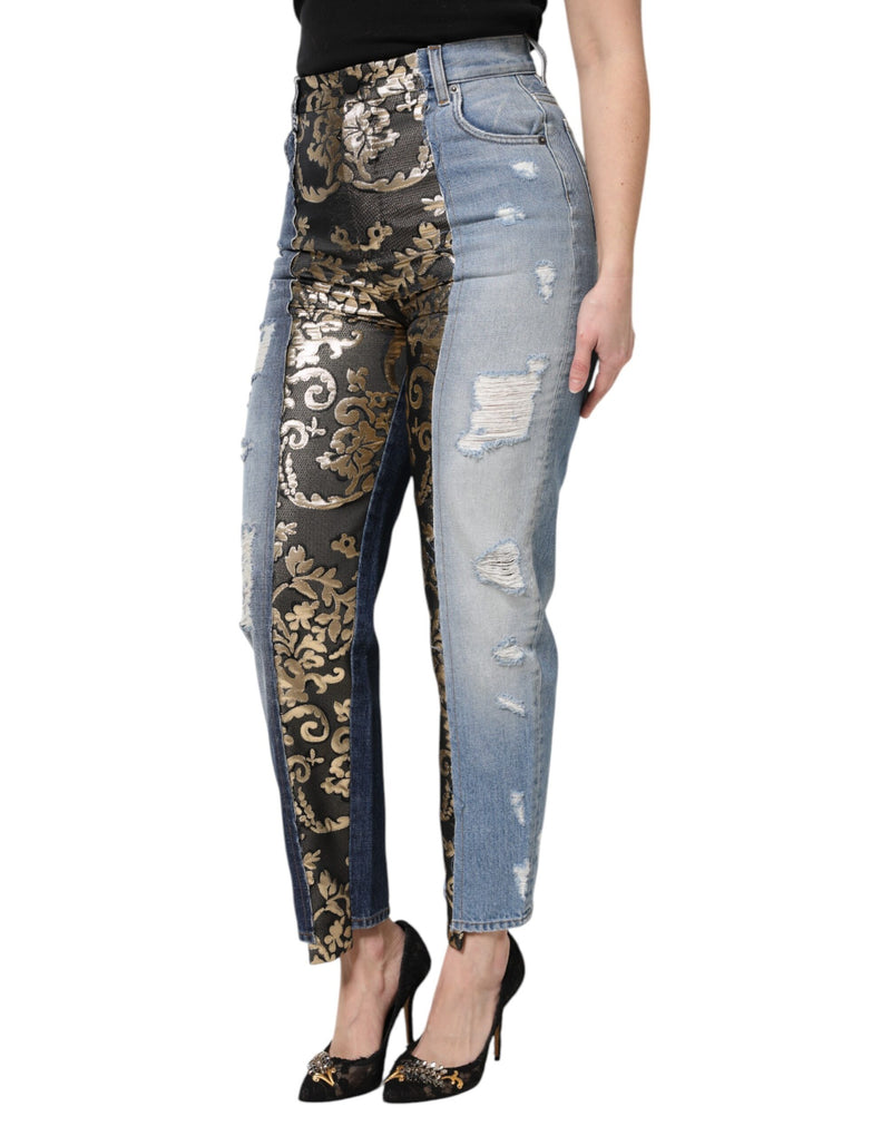 Vaqueros tapered de denim multicolor con patchwork de Dolce & Gabbana
