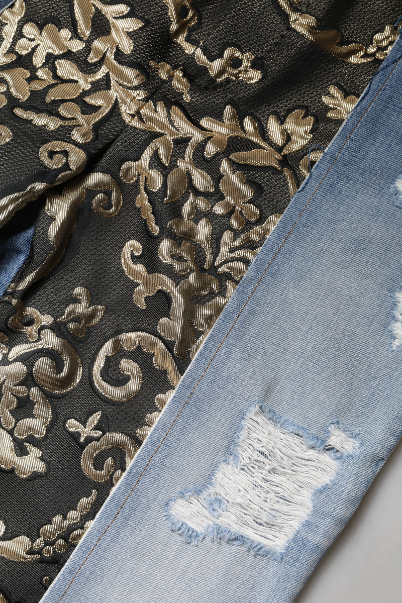 Vaqueros tapered de denim multicolor con patchwork de Dolce & Gabbana