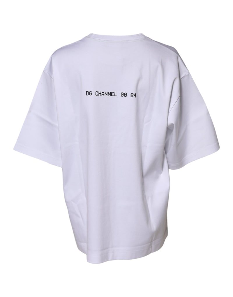 T-shirt blanc en coton imprimé à manches courtes Dolce & Gabbana