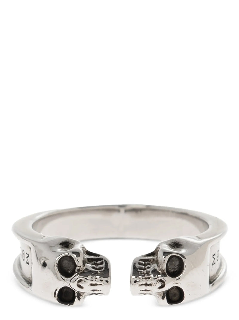 Alexander McQueen Thin Twin Skull Ring | Urbalenti™ NYC