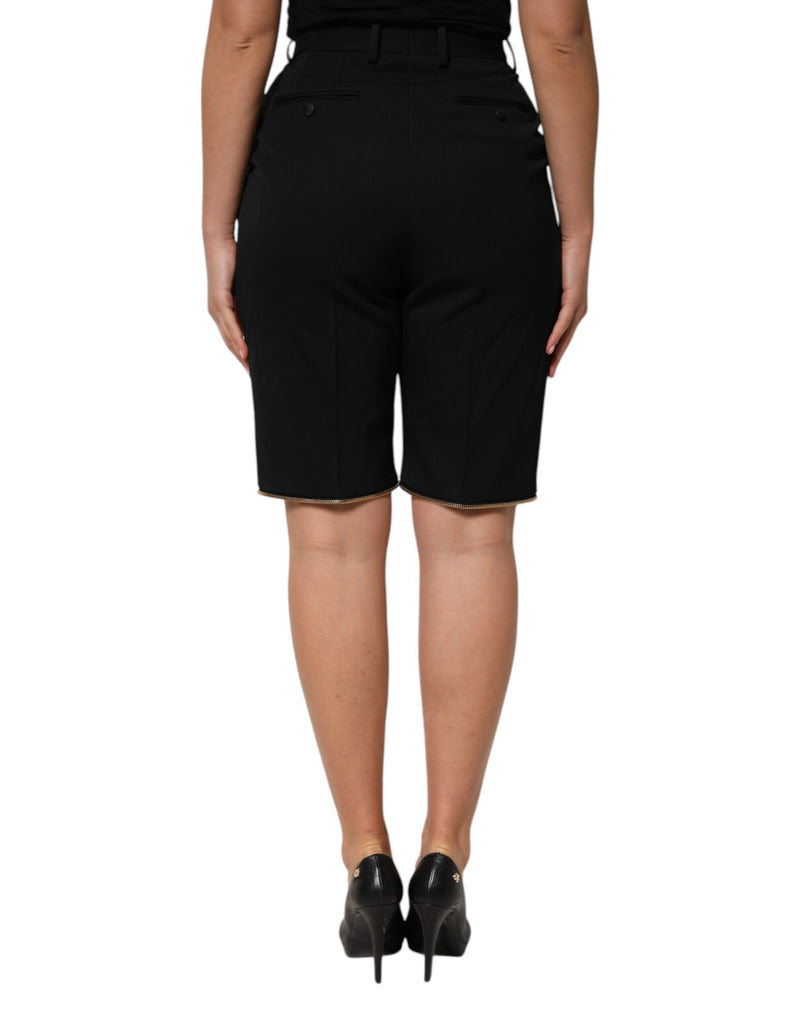 Pantaloni a gamba dritta Dolce & Gabbana in lana nera con dettagli con zip
